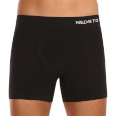 3PACK pánské boxerky Nedeto bezešvé bambusové černé (3NDTB001S) L