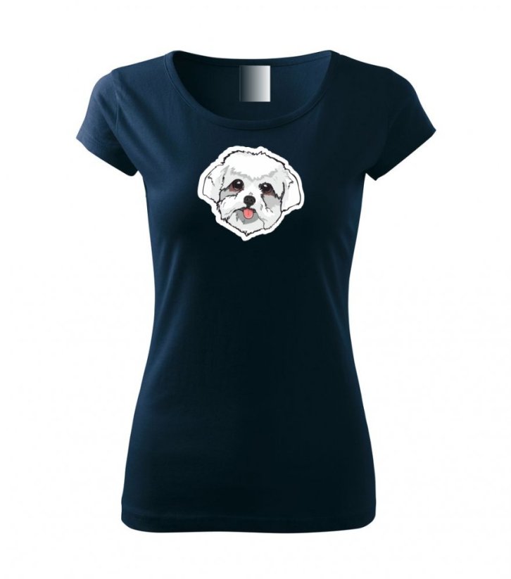 Dámské tričko - Maltézský psík - Barva: Námořní modrá