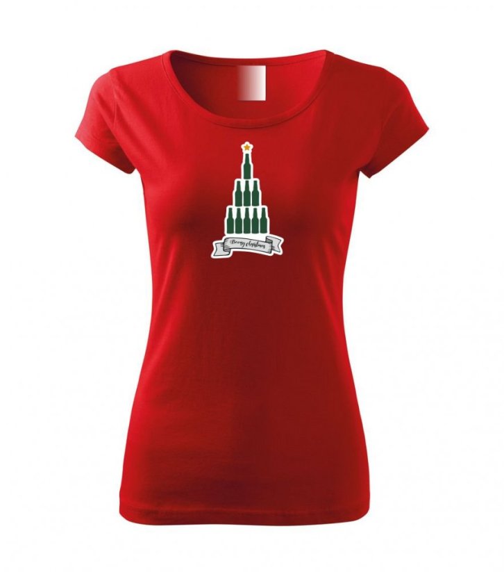 Dámské tričko - Beery Christmas - Barva: Červená