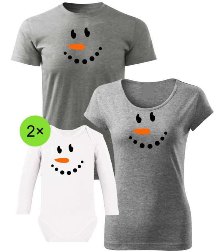 Vianočný rodinný set - 2x Body s dlhým rukávom - Snehuliaci