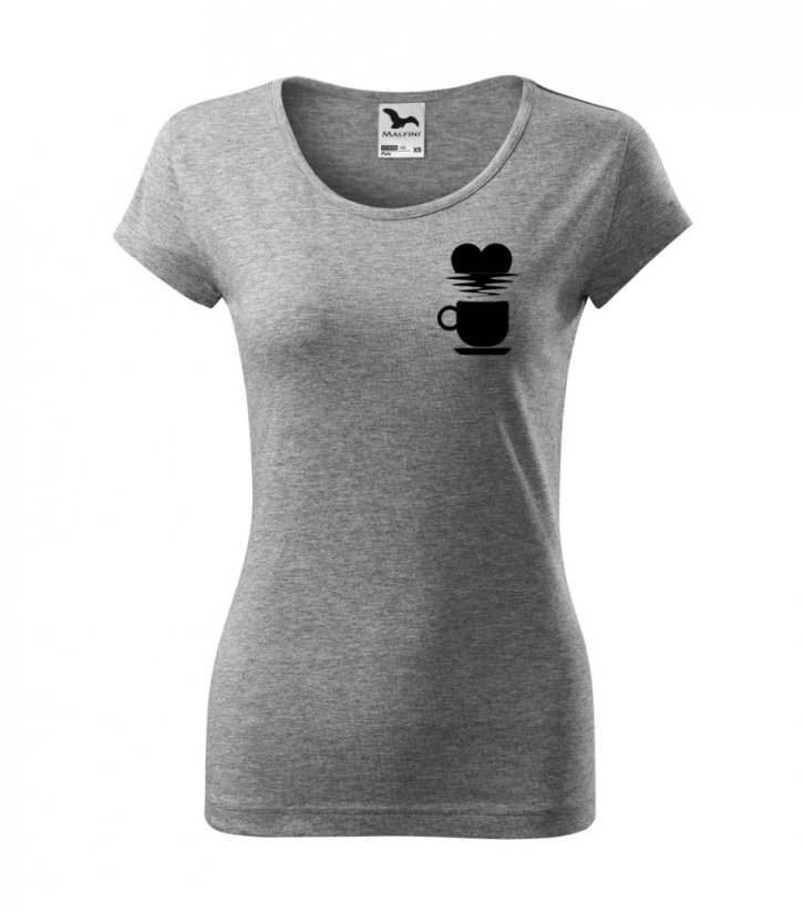 Dámské tričko - Love kafe - Barva: Tmavě šedý melír