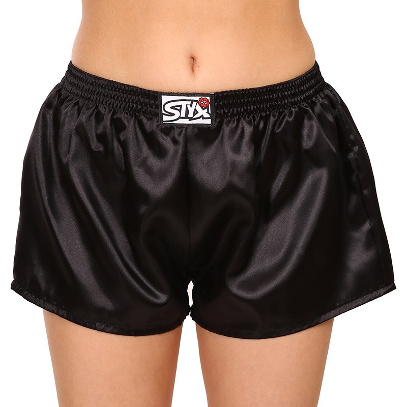 3PACK dámské trenky Styx klasická guma saténové černé (3L0960)