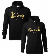 Mikiny pro páry s potiskem - King & Queen - Šachy - Povidlo