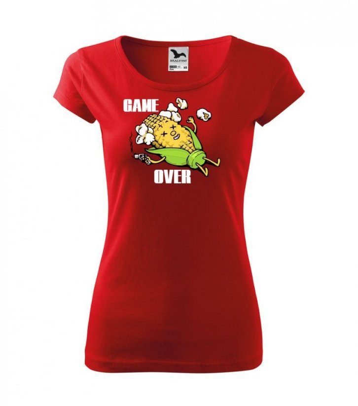 Dámské tričko - Game over - Barva: Červená