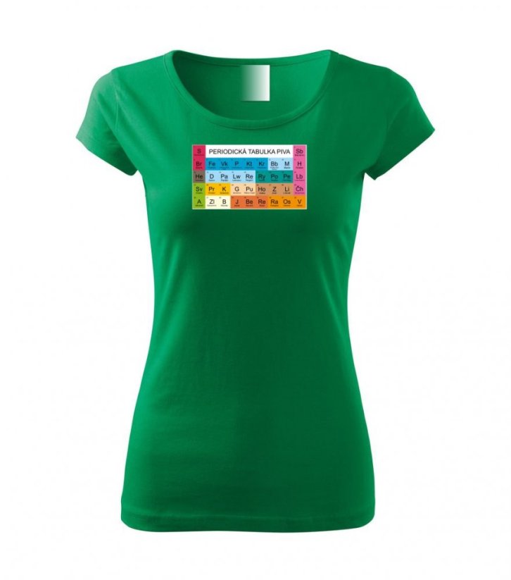Dámské tričko - Periodická tabulka piva - Barva: Středně zelená