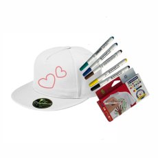 Snapback bílá + fixy na textil