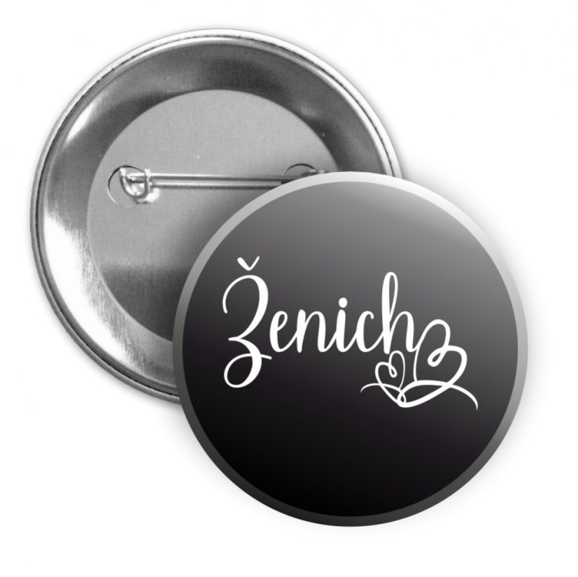 Svatební placka - SRDÍČKA - Ženich