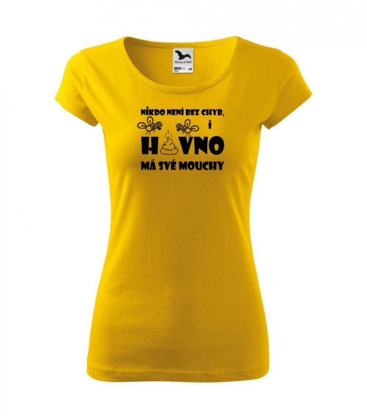 Dámské tričko - Nikdo není bez chyb - Barva: Žlutá
