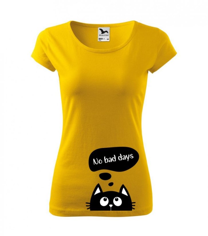 Dámské tričko - CAT - No bad days - Barva: Žlutá