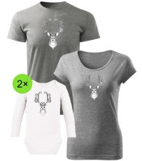 Vianočný rodinný set - 2x Body s dlhým rukávom - Jelene