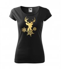 tričko s vánočním motivem - jelen s vločkami - Povidlo