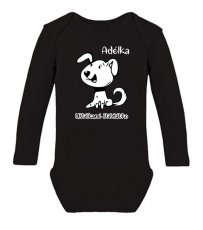 Dětské body s dlouhým rukávem - Uštěkané štěňátko