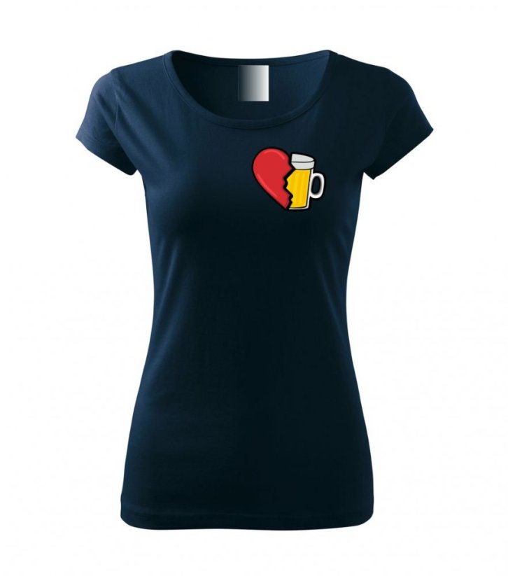 Dámské tričko - Pivní srdce - Barva: Námořní modrá