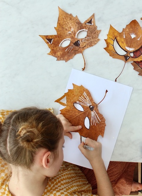 masky pro děti javorové listy